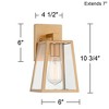 John Timberland Arrington Modern Wall Light Sconces Set of 2 Soft Gold Hardwired 6" Fixture Clear Glass Panels for Bedroom Bathroom Bedside - 4 of 4