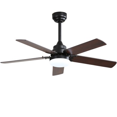 DOMETOUR Low Profile 42 Inch Ceiling Fan 5 Blades Noiseless Reversible Dc Motor Remote Control With Led Light