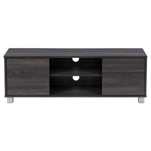CorLiving Hollywood Wood Grain TV Stand for TVs up to 55" with Doors Dark Gray : Entertainment Console, Wood Composite, No Tools Assembly - 1 of 4