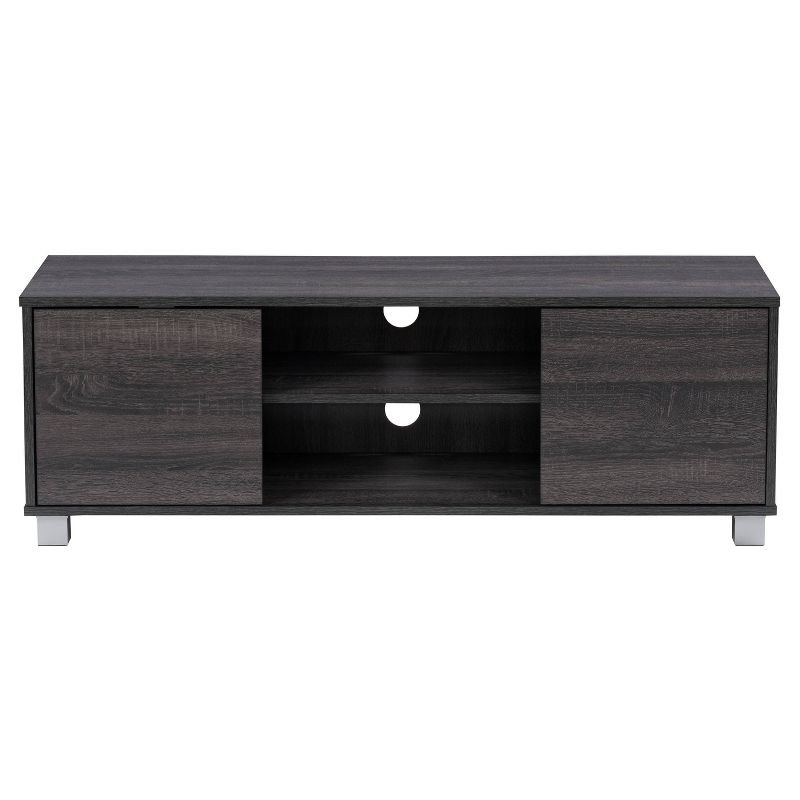 Hollywood Wood Grain TV Stand for TVs up to 55&#34; with Doors Dark Gray - CorLiving, 1 of 12