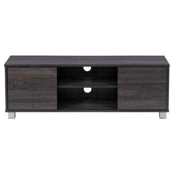 Hollywood Wood Grain TV Stand for TVs up to 55" with Doors Dark Gray - CorLiving