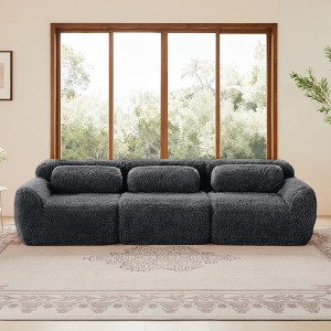 AENKYO 114" Oversized 3-Seater Sectional Sofa, Convertible Sleeper - No Assembly Required for Living Room Sofa, Chocolate - 1 of 4