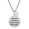 Steeltime Ladies stainless steel " Life doesn't come with a manual..." round pendant adorned with heart shape swarovski crystal charm - image 2 of 3