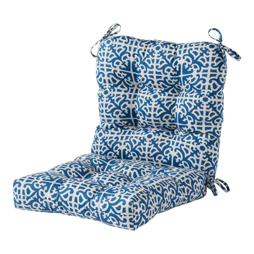 Photos - Pillow Kensington Garden 21"x21" Trellis Outdoor Seat and Back Chair Cushion Indigo: Water-Resistant, Reversible Patio Comfort