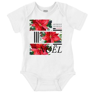 Noel Poinsettia Christmas Flower Baby Romper Boys or Girls Brisco Brands - 1 of 4