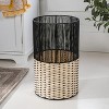 happimess Harper Modern 4.13-Gallon 2-Tone Faux Wicker Cylinder Waste Basket - 2 of 4