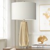 Possini Euro Design Bravo Modern Table Lamp 28" Tall Champagne Diamond Cut White Drum Shade for Bedroom Living Room Bedside Nightstand Office Kids - 2 of 4