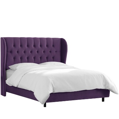 Queen Tufted Wingback Bed Purple Velvet, How To Put Together Purple Bed Frame