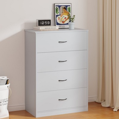 SUGIFT Modern 4 Drawer Dresser, Storage Cabinet Dresser Organizer Unit with Handle for Living Room, Hallway, Entryway, Gray