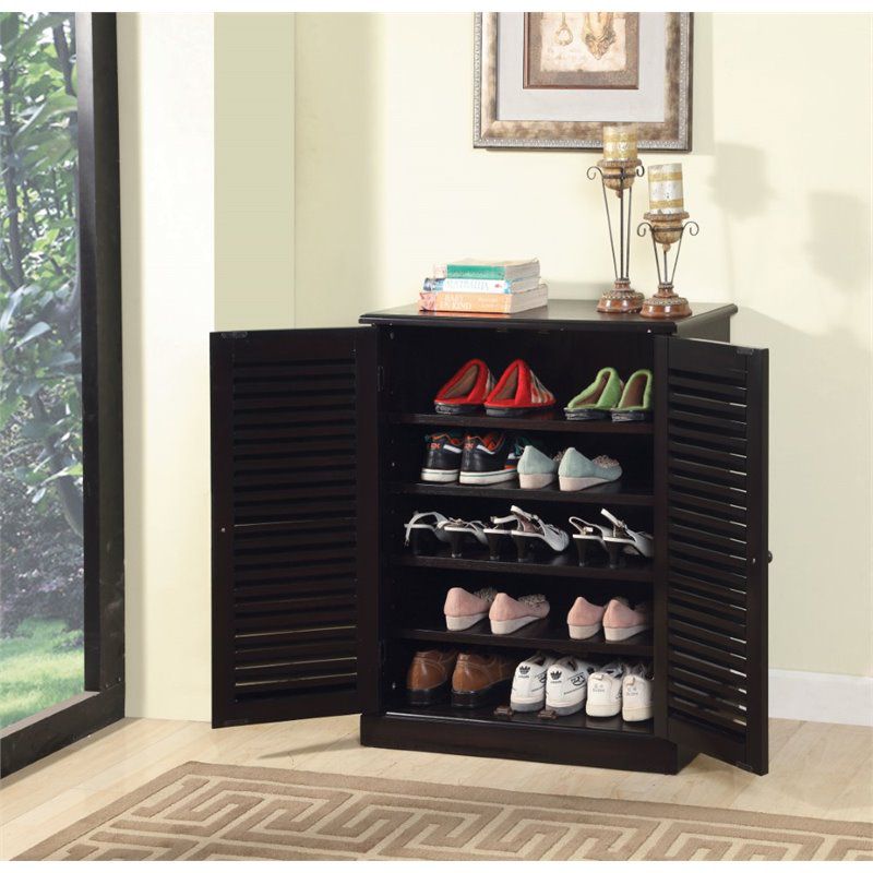 Medley Transitional Wood 5-Shelf Shoe Cabinet in Espresso - Furniture of America, 2 of 7