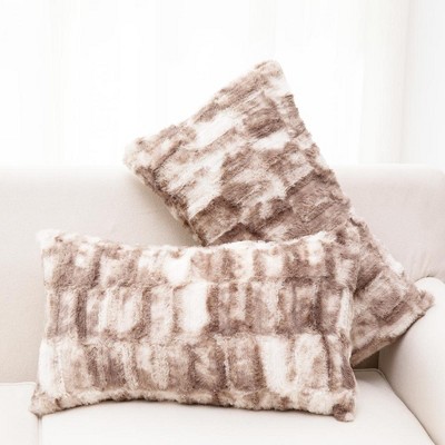 Cheer Collection Set Of 2 Embossed Faux Fur Throw Pillows - Snow Leopard  (18 X 18) : Target