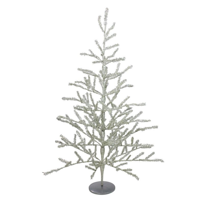 Northlight 3' Unlit Artificial Christmas Twig Tree Full Champagne Tinsel, 1 of 7