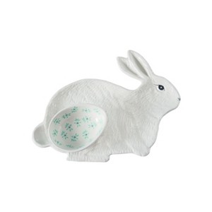 Transpac White Easter Bunny Chip and Dip Serving Dish Set of 2 - 1 of 4