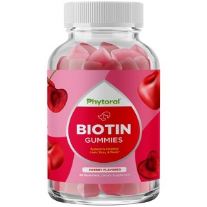 Biotin Gummies for Hair and Nail Growth, Phytoral, 60ct - 1 of 3