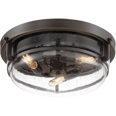 Palladian Bronze 14.75" Indoor/Outdoor Glass Bowl Flush Mount