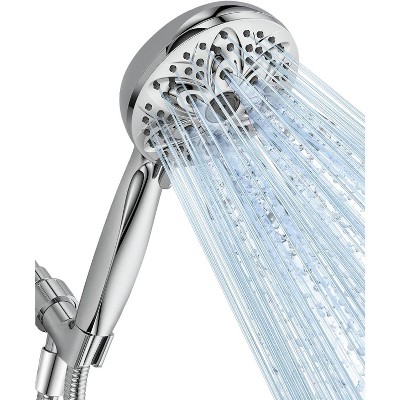 Attop Shower Head 4.7 Inch Chrome 6-Setting Detachable Showerhead Set with 59 Inch Stainless Steel Hose and Adjustable Showerhead Holder