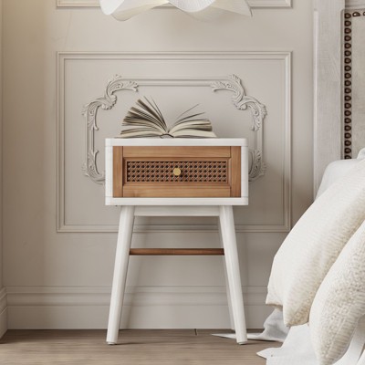 JIONJOY Farmhouse Clean-Lined Nightstand with 1 drawer- Fully Assembled Rustic End Table for Bedroom or Living Room