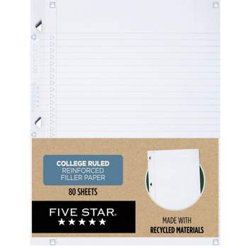 Five Star 80ct College Ruled Loose Leaf Filler Paper Recycled Reinforced