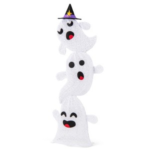Tangkula 4 Ft Halloween Decorations Outdoor Stacked Ghosts with Built-in LED lights Free-Standing Cute Yard Decorations - 1 of 4