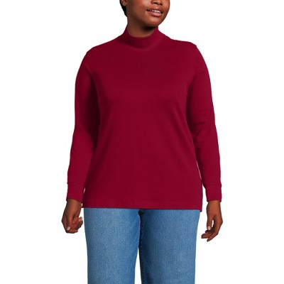 Lands' End Women's Relaxed Cotton Long Sleeve Mock Turtleneck