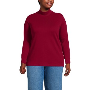 Lands' End Women's Relaxed Cotton Long Sleeve Mock Turtleneck - 1 of 3