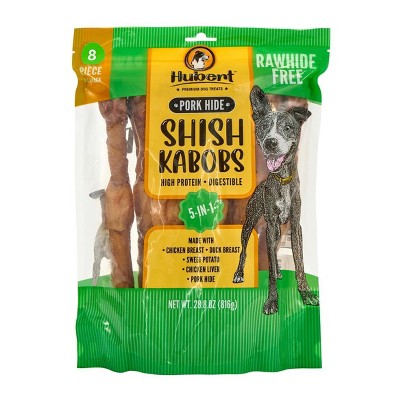 Hubert Pet All Natural Triple Flavored 10-inch Pork Hide Kabobs Treats for Dogs - 1.8 lbs Resealable Pack