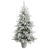 6ft. Flocked Pine Artificial Christmas Tree with 758 Branches & 250 LED Lights in Decorative Planter – Winter Holiday X-Mas Glow - 3 of 4