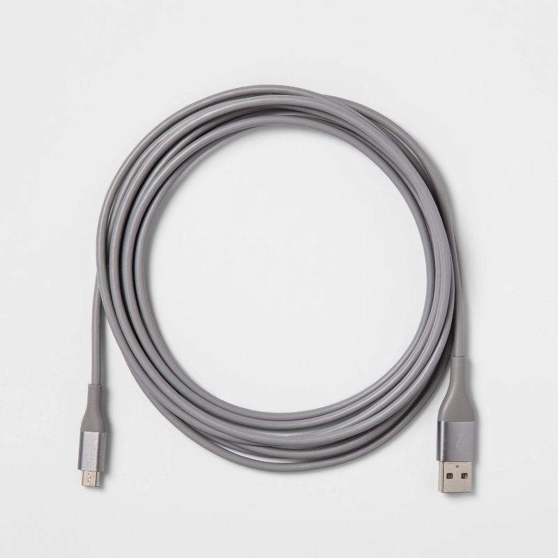 10&#39; Micro-USB to USB-A Round Cable - heyday&#8482; Cool Gray/Silver, 4 of 5