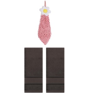 REGALWOVEN 3 Pcs Soft Absorbent Hand Towel Bathroom Decorative Set - 1 of 4