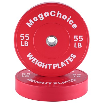 Rubber Bumper Weight Plates 10 LB 15 LB 25 LB 35 LB 45 LB 55 LB- 2 Inch Pairs Barbell Plates for Home Gym Strength Training