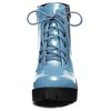 BLISSFUL STEP Women's Round Toe Chunky Heel Lug Sole Lace Up Zipper Combat Boots - 2 of 4