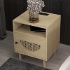 Rattan Nightstand with Charging Station Two Tier Side Table Featuring USB Ports and Power Outlet for Living Room and Bedroom - 2 of 4