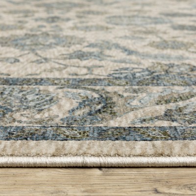 Aberdeen Beige and Blue 4' x 6' Synthetic Area Rug