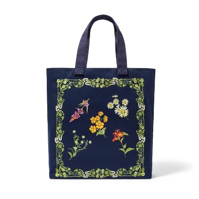 Dainty Floral Print Large Tote Bag - Agua Bendita x Target Navy