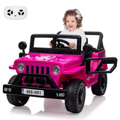 12V Kids Ride On Car, Electric Ride On Truck with Remote Control, LED Lights, MP3 Player, Safety Belt & Double Doors