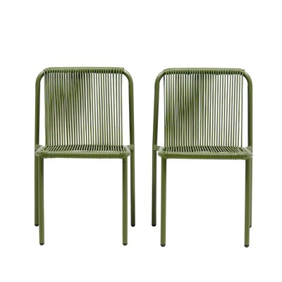 Christopher Knight Home Balfour Outdoor Modern Stackable Rattan and Iron Dining Chair (Set of 2)