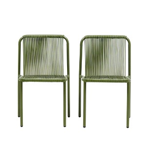 Christopher Knight Home Balfour Outdoor Modern Stackable Rattan and Iron Dining Chair (Set of 2) - 1 of 4