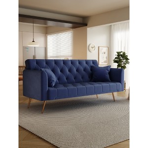 SKRAN 71 inch convertible love seat sofa, American retro velvet, suitable for small living room, bedroom, office - 1 of 4