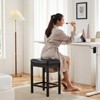 FONTOI Saddle Bar Stool, Kitchen Island Stools with Footrests, Rectangle Bar Stools with Thick Saddle Seats for Kitchen Bar, Black, 17.5"*24.2"*12.7" - 3 of 4