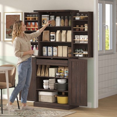 Homcom 72" Tall Kitchen Pantry Cabinet, Farmhouse Storage Cabinet with 8 Door Racks, Freestanding Food Pantry with Adjustable Shelves, Brown — фото 5