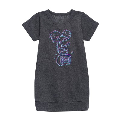 - Hey Arnold! - 3D Arnold Graphic Short Sleeve Fleece Dress