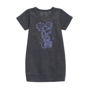 - Hey Arnold! - 3D Arnold Graphic Short Sleeve Fleece Dress - 1 of 3
