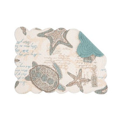 C&F Home Amber Sands Coastal Sea Life Cotton Quilted Rectangular Reversible Placemat Set of 6