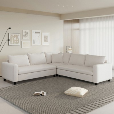 92'' Modern L-Shaped Modular Sofa, Chenille, Wide Seat, 5-Seater with Pillow, Minimalist Living Room Couch