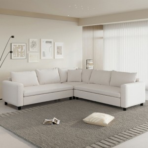 92'' Modern L-Shaped Modular Sofa, Chenille, Wide Seat, 5-Seater with Pillow, Minimalist Living Room Couch - 1 of 4