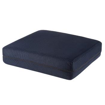 Seat Cushion-4" Thick Foam Pad with Handle, Machine Washable Cover-Comfort and Support in Wheelchair, Car, Desk by Fleming Supply (Navy Blue)