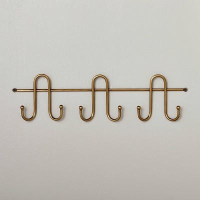 16" Multi-Prong Metal Wall Hook Rack Brass Finish - Hearth & Hand™ with Magnolia