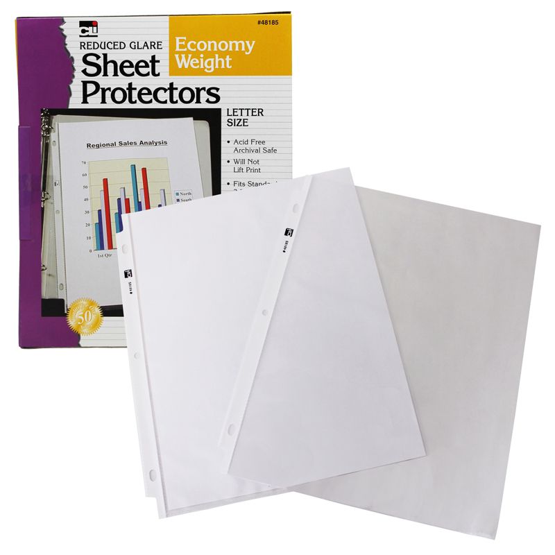 Charles Leonard Sheet Protectors, Reduced Glare, Letter Size, Clear, 50 Per Box, 5 Boxes, 2 of 3