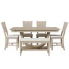 Dexmalle 6pcs Rubber Wood Dining Set with Table,Bench and 4 Chairs - 4 of 4