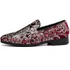 Santimon Mens Loafers Velvet Sequins Embroidered Dress Shoes Red - 2 of 4